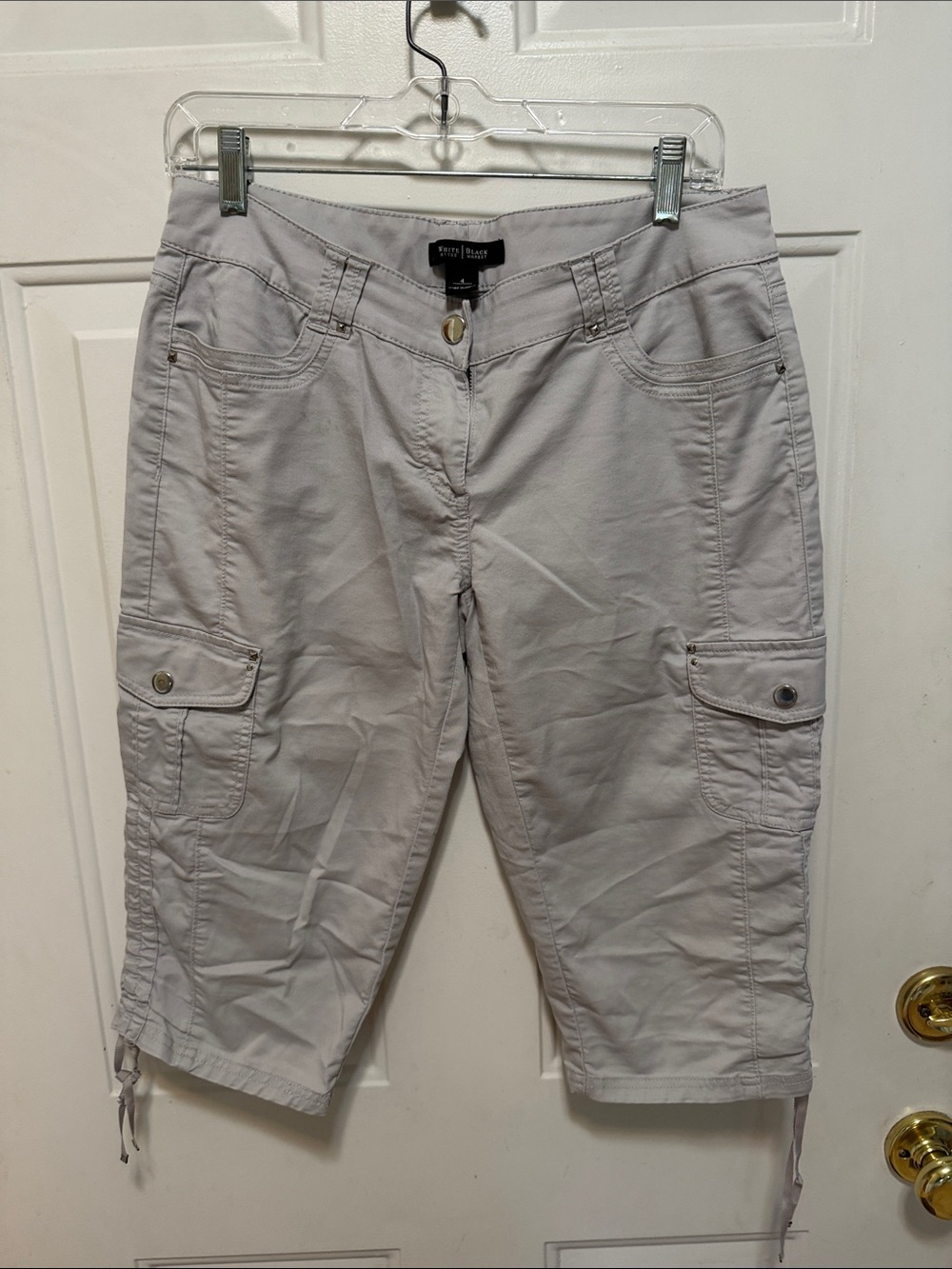 NY Collection Light Gray Women's Cargo Capris